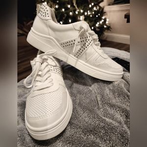 DILLON FAUX LEATHER STUDDED SNEAKERS - WHITE